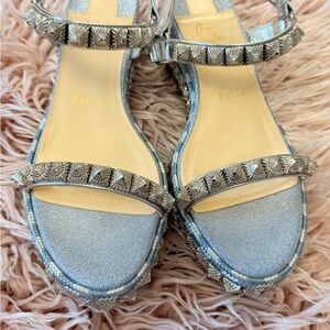 Christian Louboutin Metallic Silver Studded Sandals